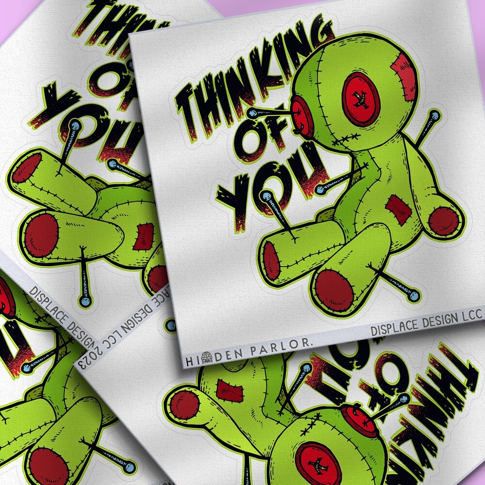 3pc - Thinking of You Voodoo Doll Sticker Decal Pack – Tumbler, Laptop